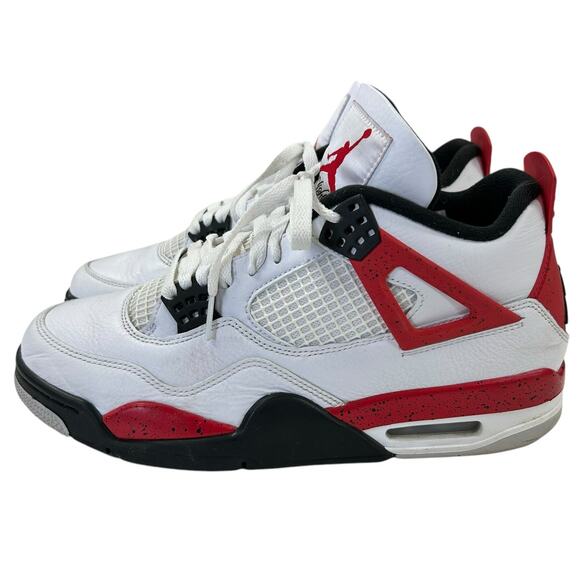 Nike Air Jordan 4 Retro Flight White Fire Red Black Lace Up Sneakers Mens 9 main image 12